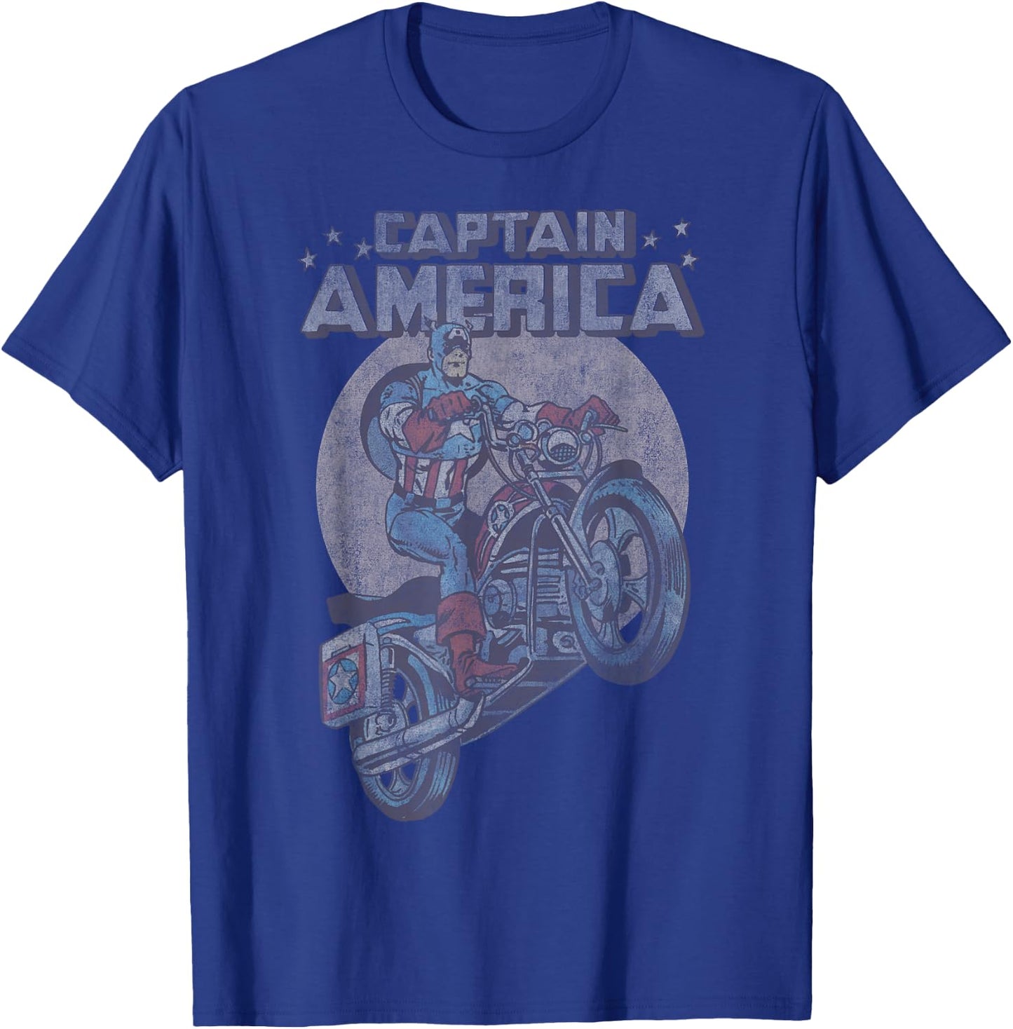 Marvel Avengers Captain America Motorcycle Portrait T-Shirt - T-Shirt | Royal