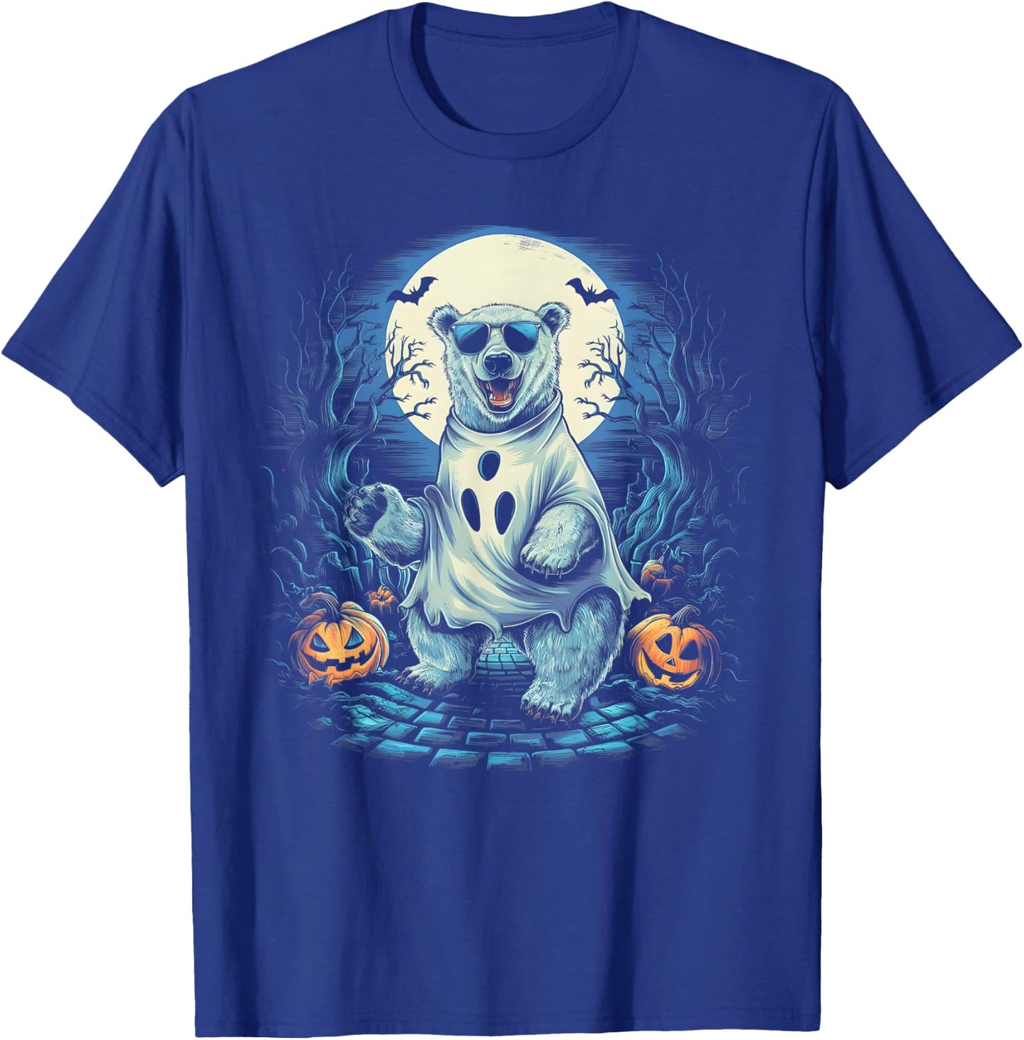 Cute Polar Bear Ghost Spooky Funny Halloween Costume Vintage T-Shirt - T-Shirt | Royal