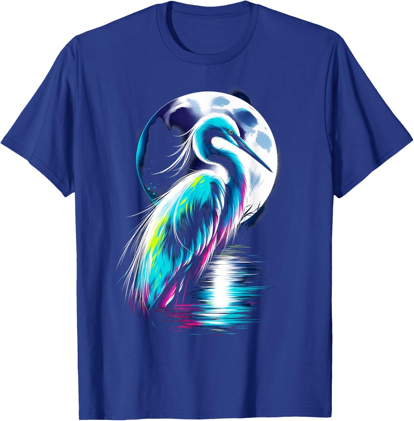 Colorful Egret Bird Spirit Animal Cool Illustration T-Shirt - T-Shirt | Royal