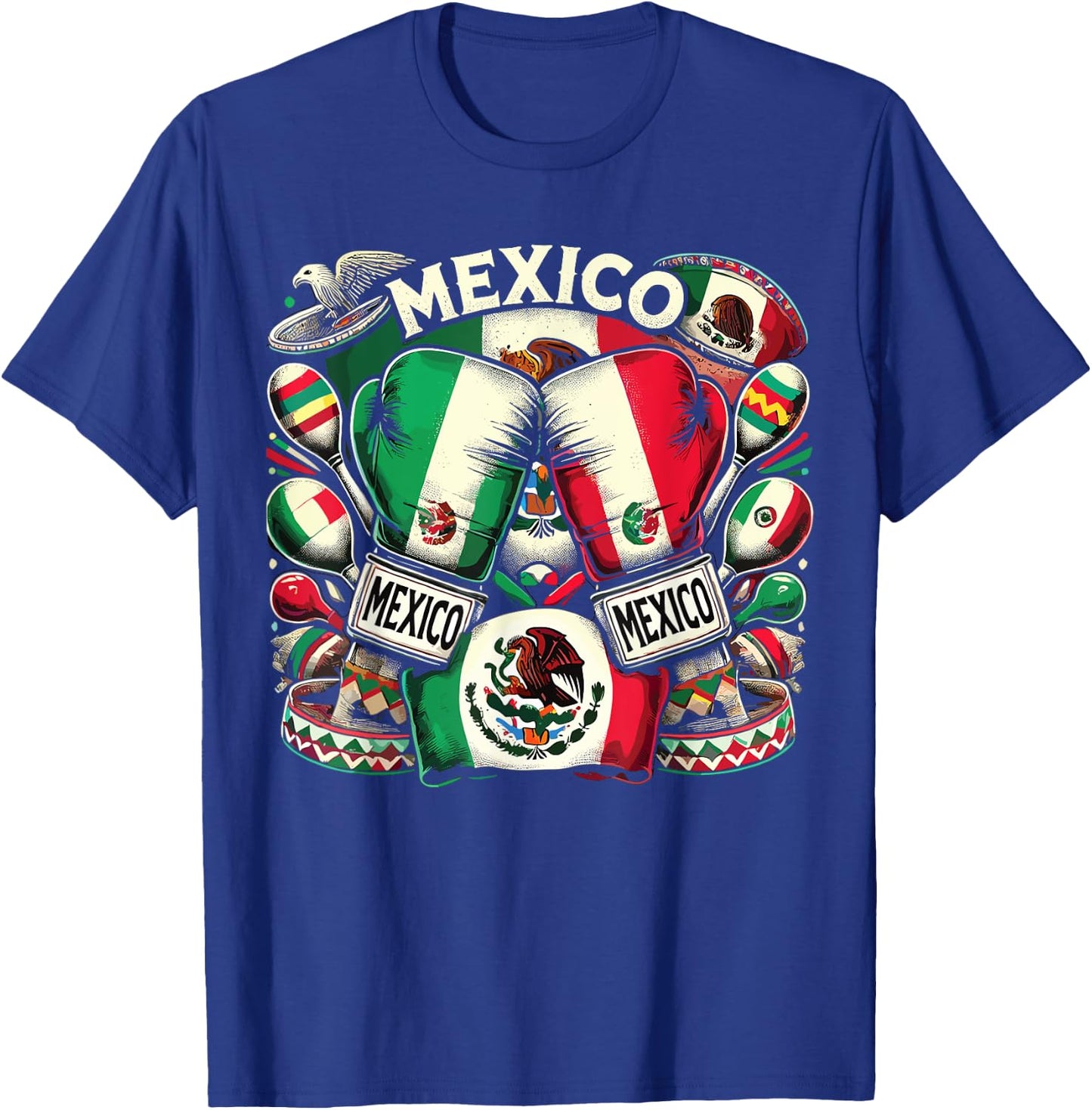 Mexican Boxing Pride Gloves Sports Design T-Shirt - T-Shirt | Royal