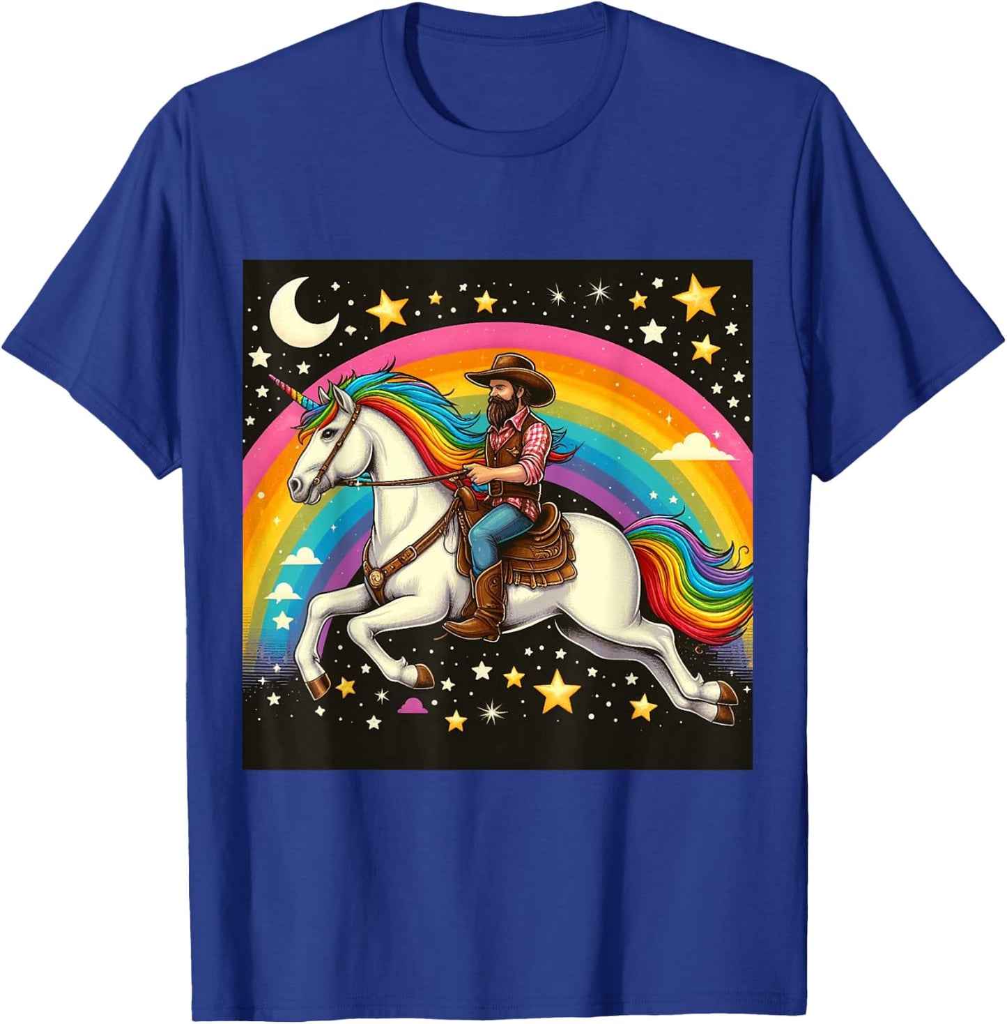 Cowboy Riding A Unicorn Boys Girls Men Women Kids Adults T-Shirt - T-Shirt | Royal