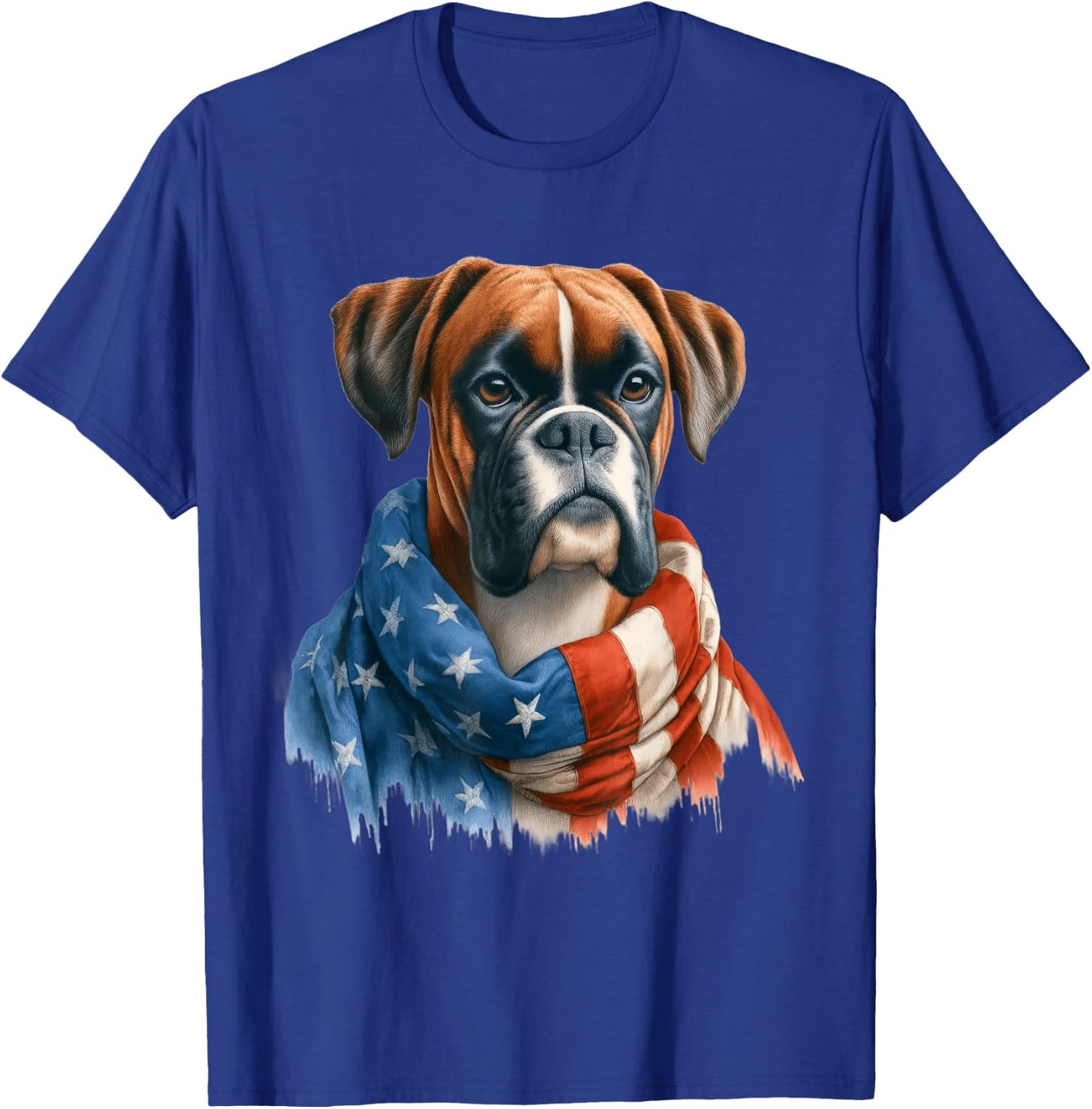 Boxer American Flag Patriotic Boxer Dog Lover 4th of July T-Shirt - T-Shirt | Royal