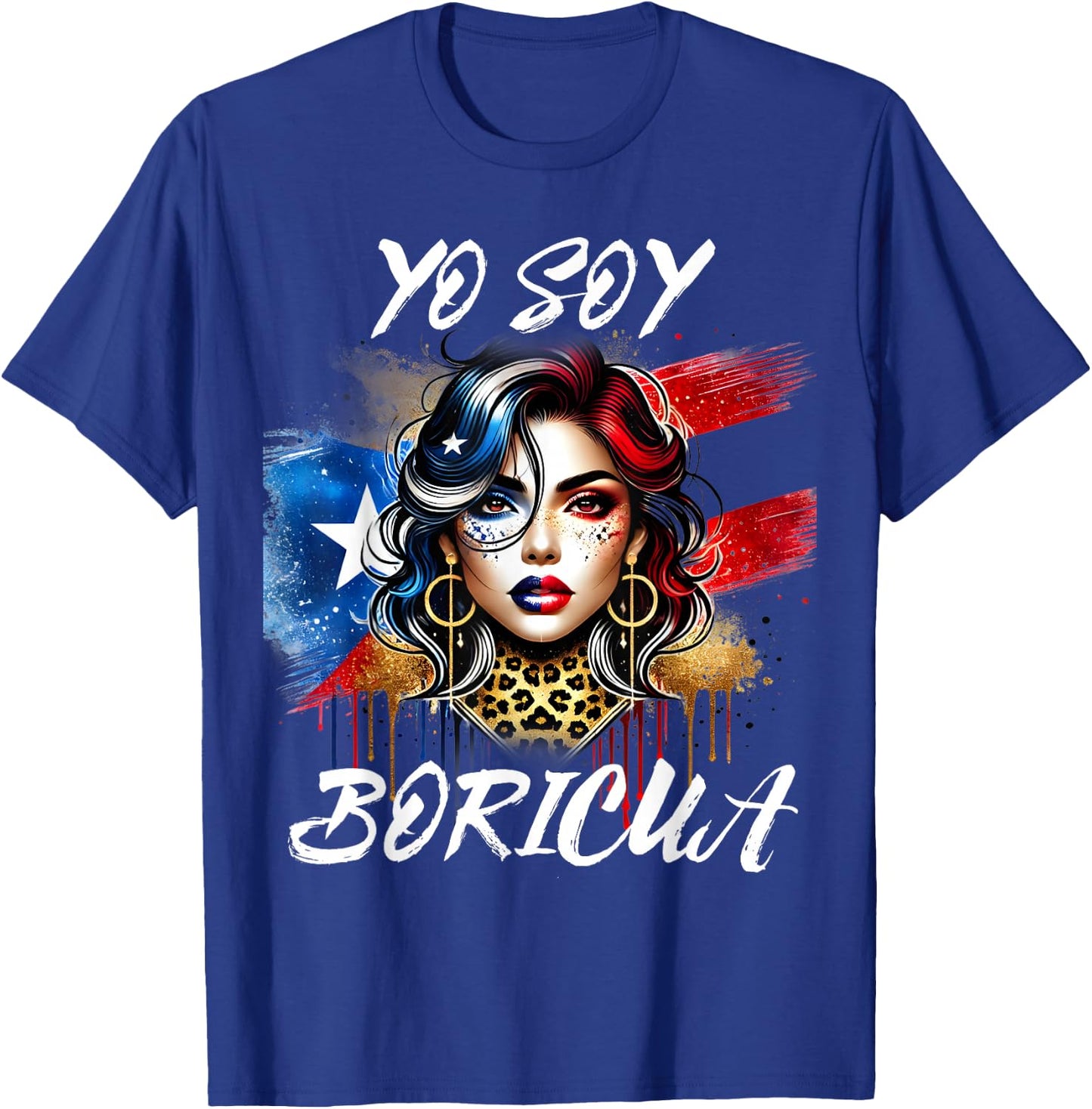 Puerto Rican Woman Yo Soy Boricua Puerto Rico Flag Hispanic T-Shirt - T-Shirt | Royal