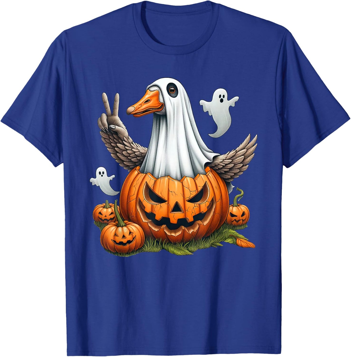 Funny Goose Boo Halloween Ghost Kids T-Shirt - T-Shirt | Royal
