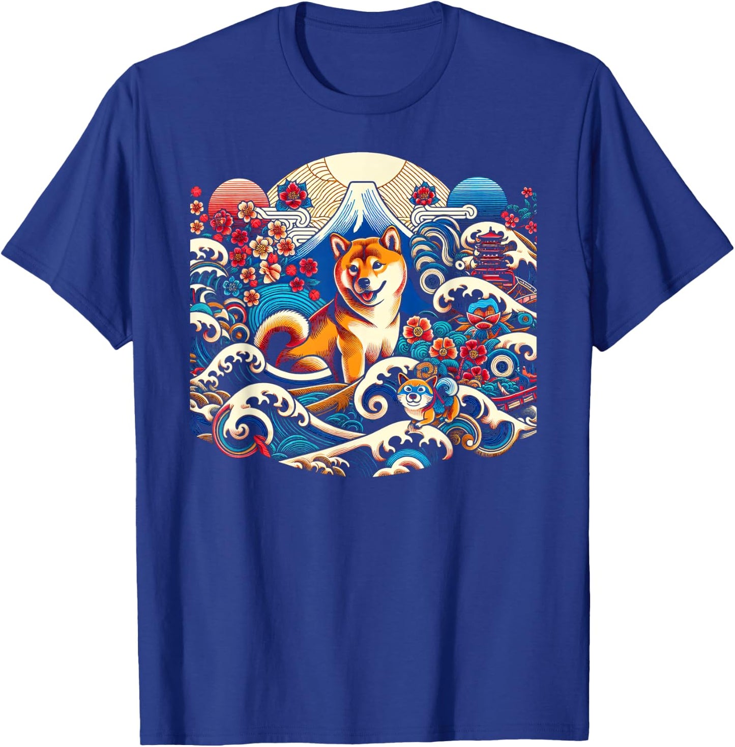 Playful Shiba Inu in Japanese Art Style T-Shirt - T-Shirt | Royal