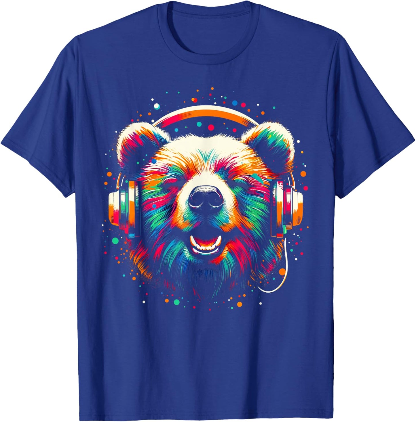 Cool Bear Headphone Music Art Christmas Birthday T-Shirt - T-Shirt | Royal