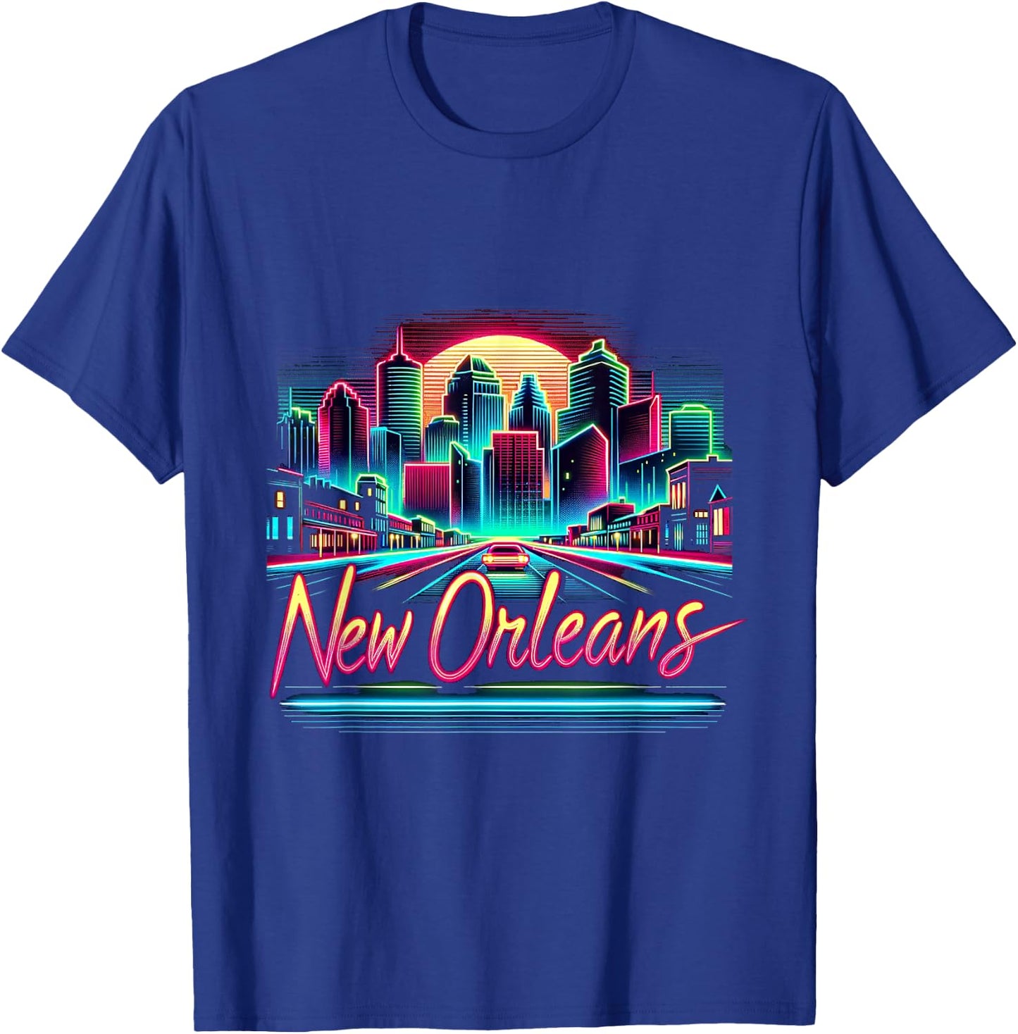 New Orleans Louisiana Shirt LA 80s 90s Retro City Skyline T-Shirt - T-Shirt | Royal