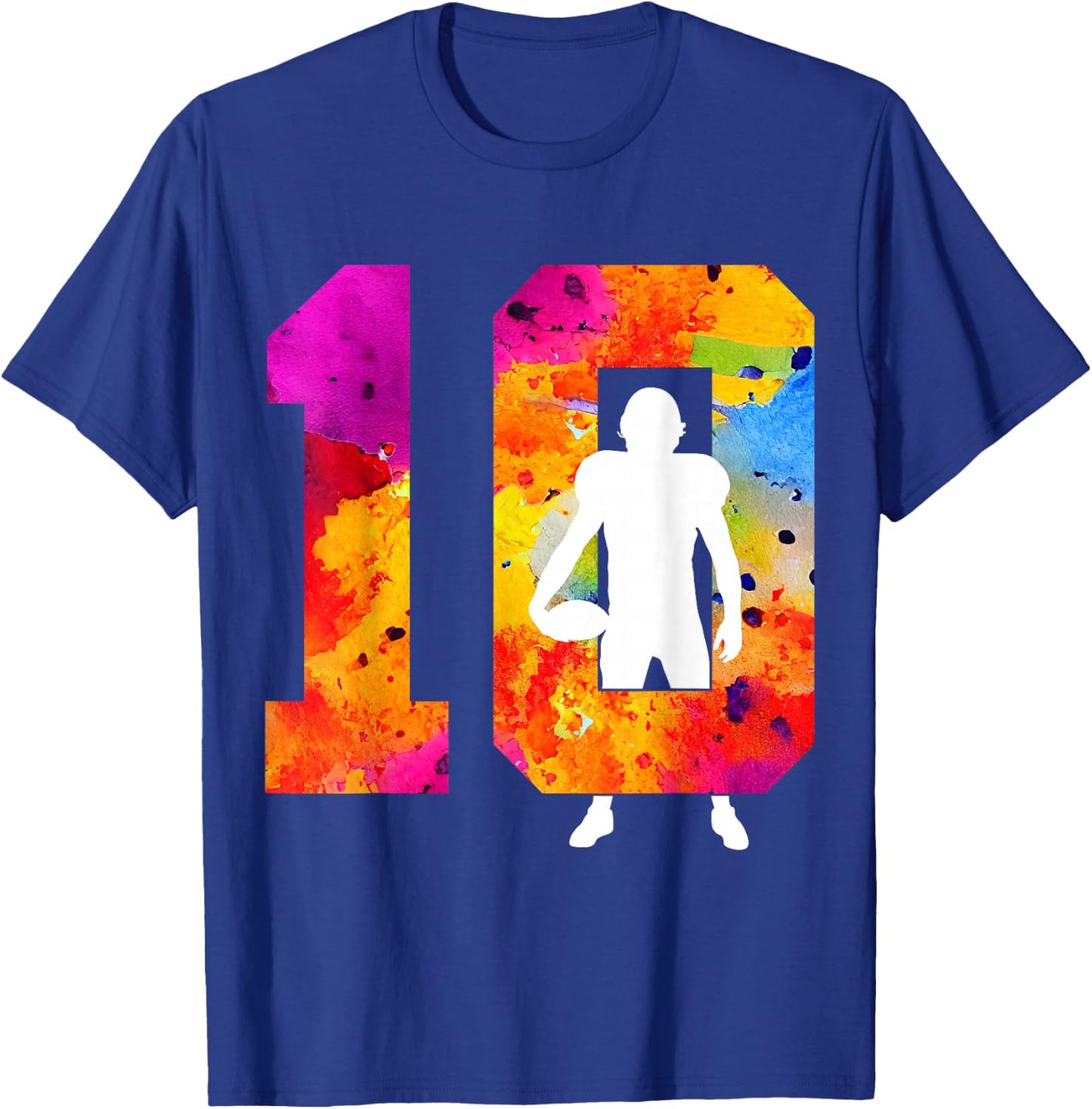 Number 10 Years Football 10th Birthday T-Shirt - T-Shirt | Royal