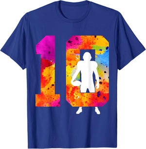 Number 10 Years Football 10th Birthday T-Shirt - T-Shirt | Royal