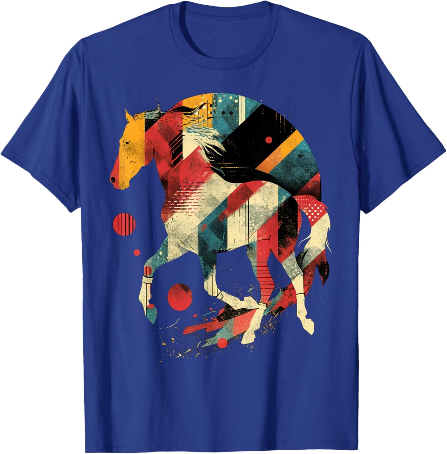 Artsy Polo player (equestrian) on Abstract Art Polo T-Shirt - T-Shirt | Royal