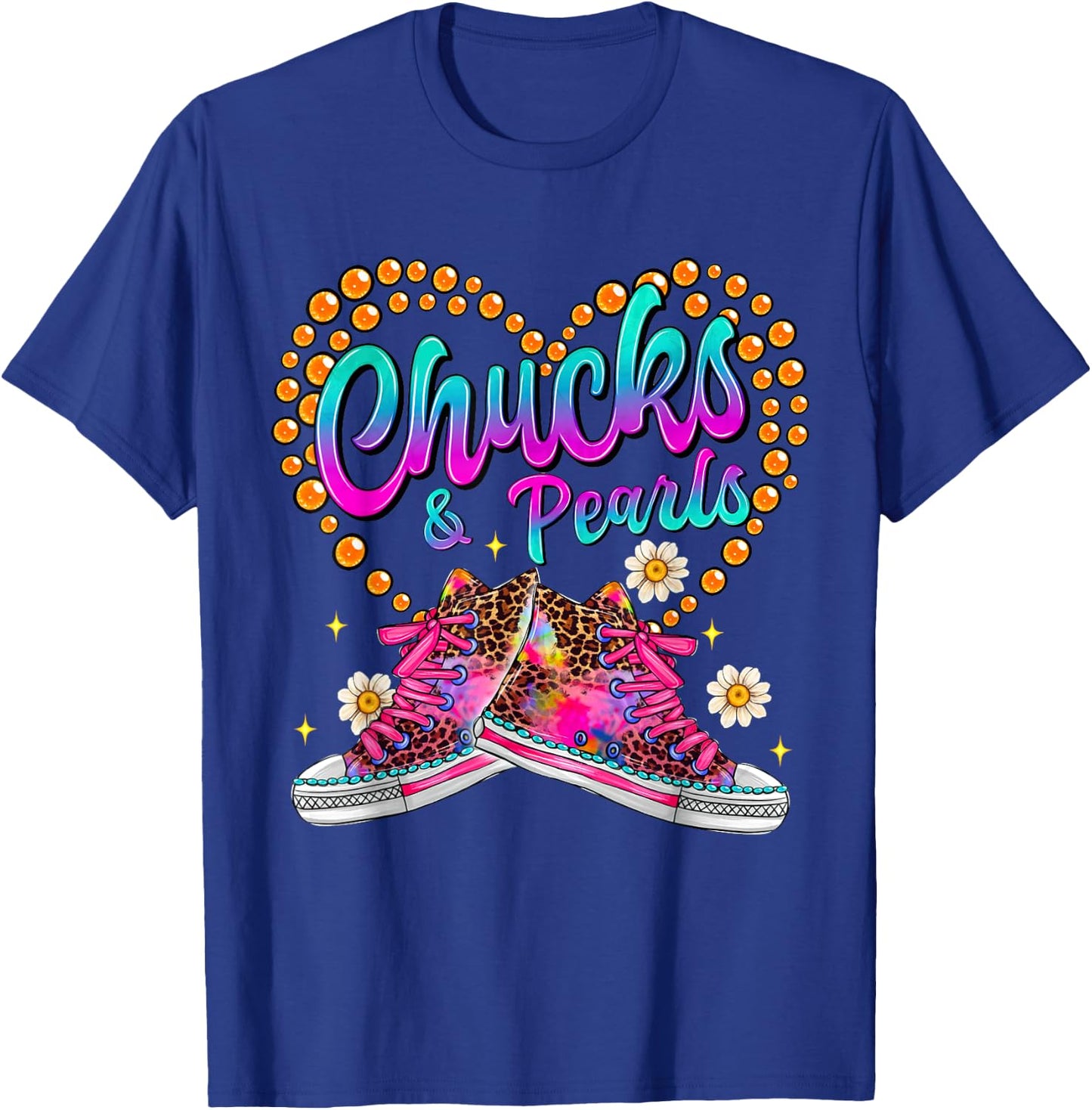 Chucks and Pearls Black and Girls Funny T-Shirt - T-Shirt | Royal