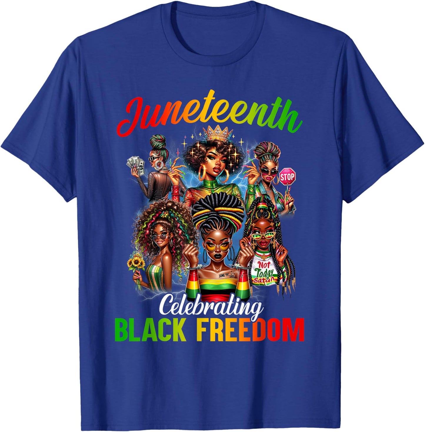 Juneteenth 2024 Celebrate Black Freedom 1865 History Month T-Shirt - T-Shirt | Royal