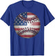 American Flag Baseball Player Bat Fan Catcher Pitcher USA Women Kids Men T-Shirt - T-Shirt | Royal