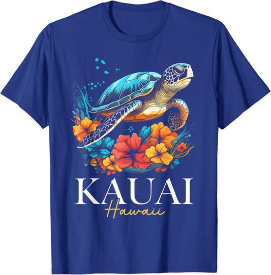 Kauai Hawaii Sea Turtle Hawaiian Diving Surfer Souvenir T-Shirt - T-Shirt | Royal