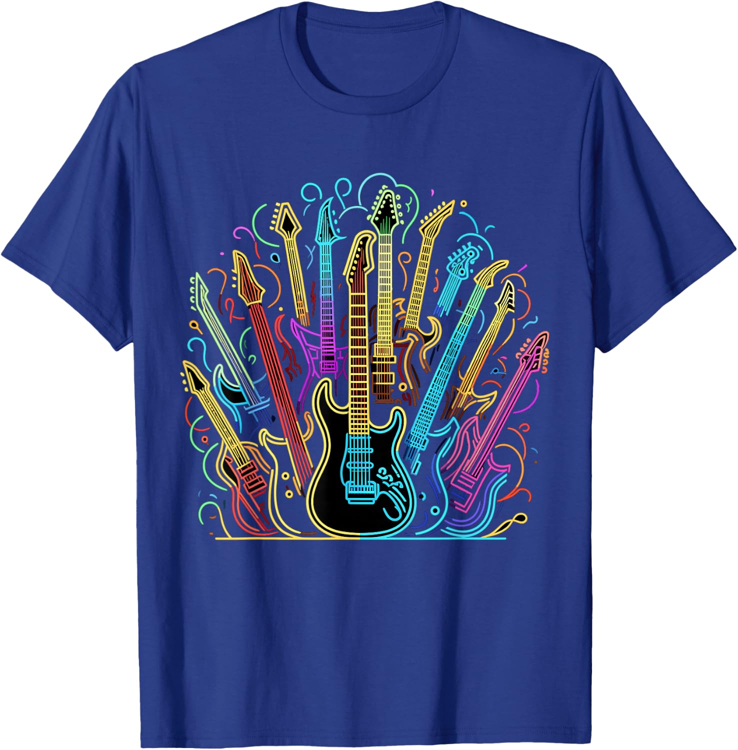 Guitars Electric Colored Acoustic Classical T-Shirt - T-Shirt | Royal
