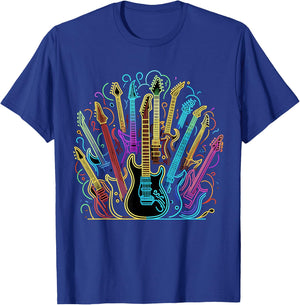 Guitars Electric Colored Acoustic Classical T-Shirt - T-Shirt | Royal