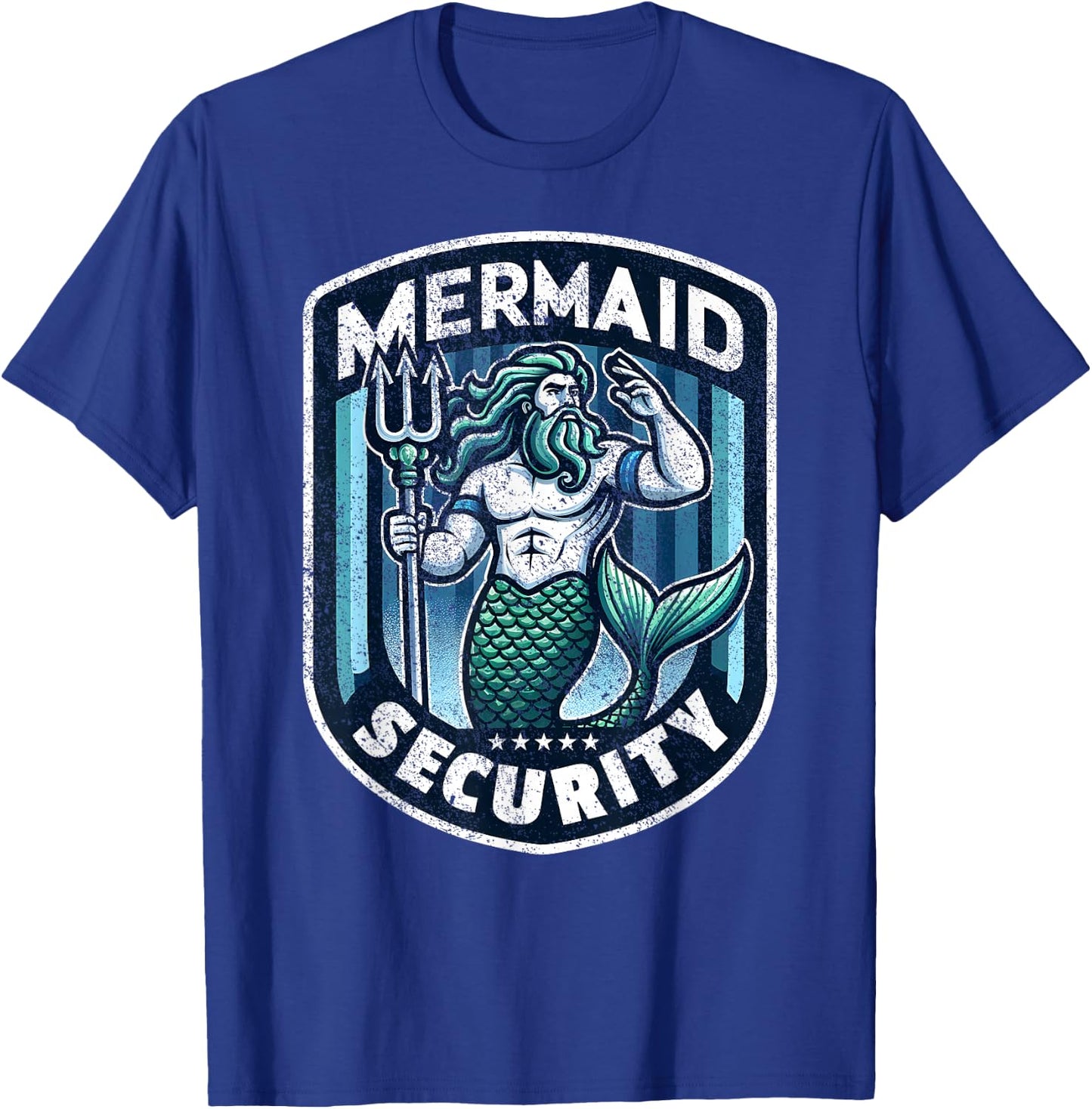 Mermaid Security Father Swimming Parent Swimmer Dad Swim T-Shirt - T-Shirt | Royal