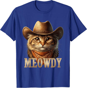 Meowdy Cat Funny Texas Cat Vintage Country Music Cat Cowboy T-Shirt - T-Shirt | Royal
