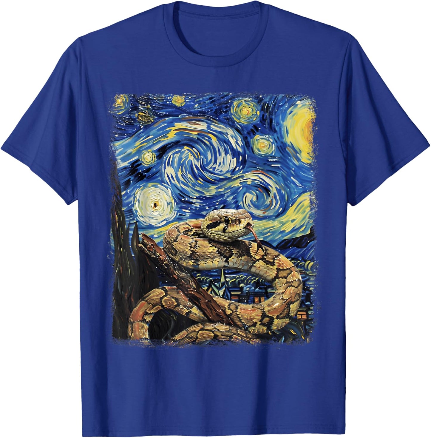 Snake Snakes Starry Night Painting T-Shirt - T-Shirt | Royal