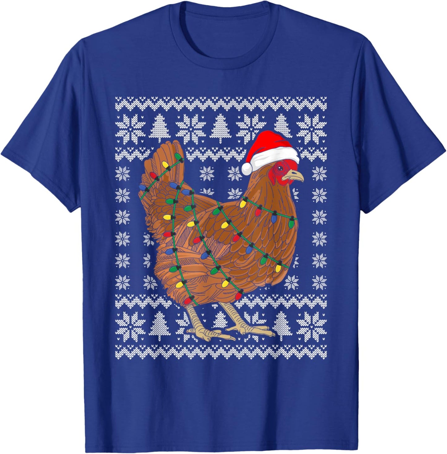 Ugly Christmas Sweater Funny Chicken Christmas T-Shirt - T-Shirt | Royal
