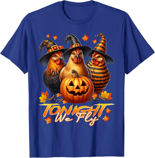 Tonight We Fly Funny Chicken Spooky Season Halloween Costume T-Shirt - T-Shirt | Royal