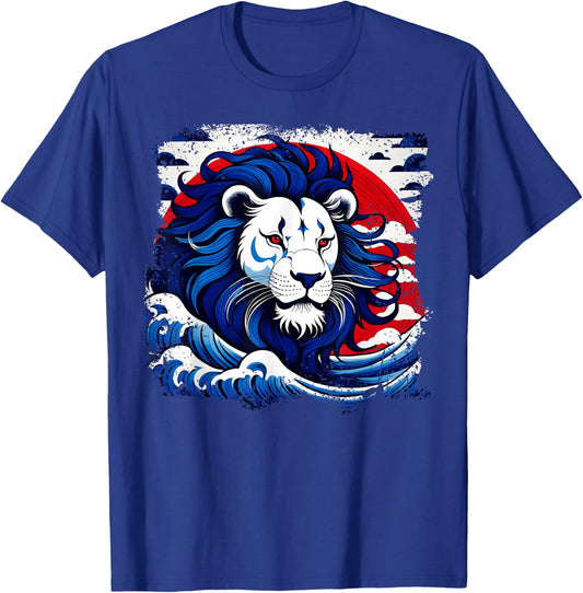 Colorful Lion Head Art For Lions Lovers With Ukiyo-e Style T-Shirt - T-Shirt | Royal