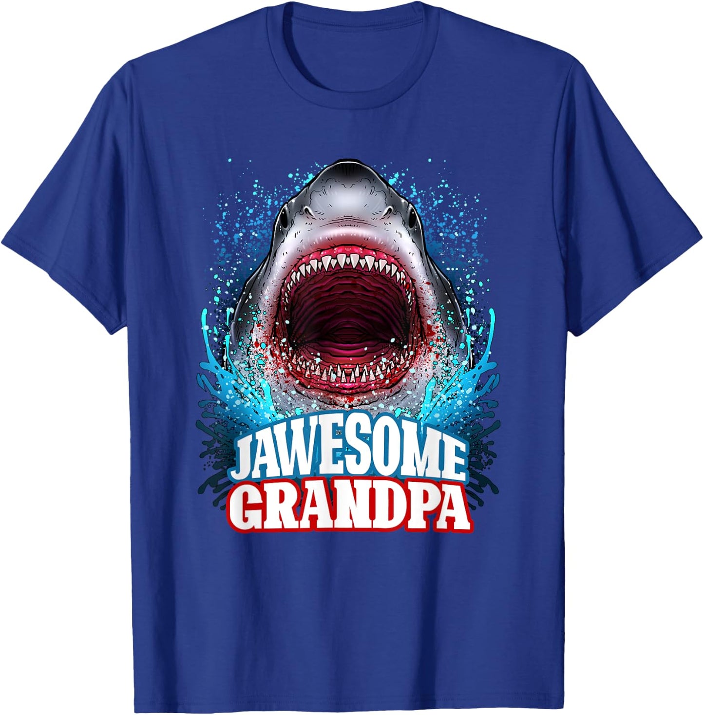 Jawesome Grandpa Grandfather Great White Shark T-Shirt - T-Shirt | Royal