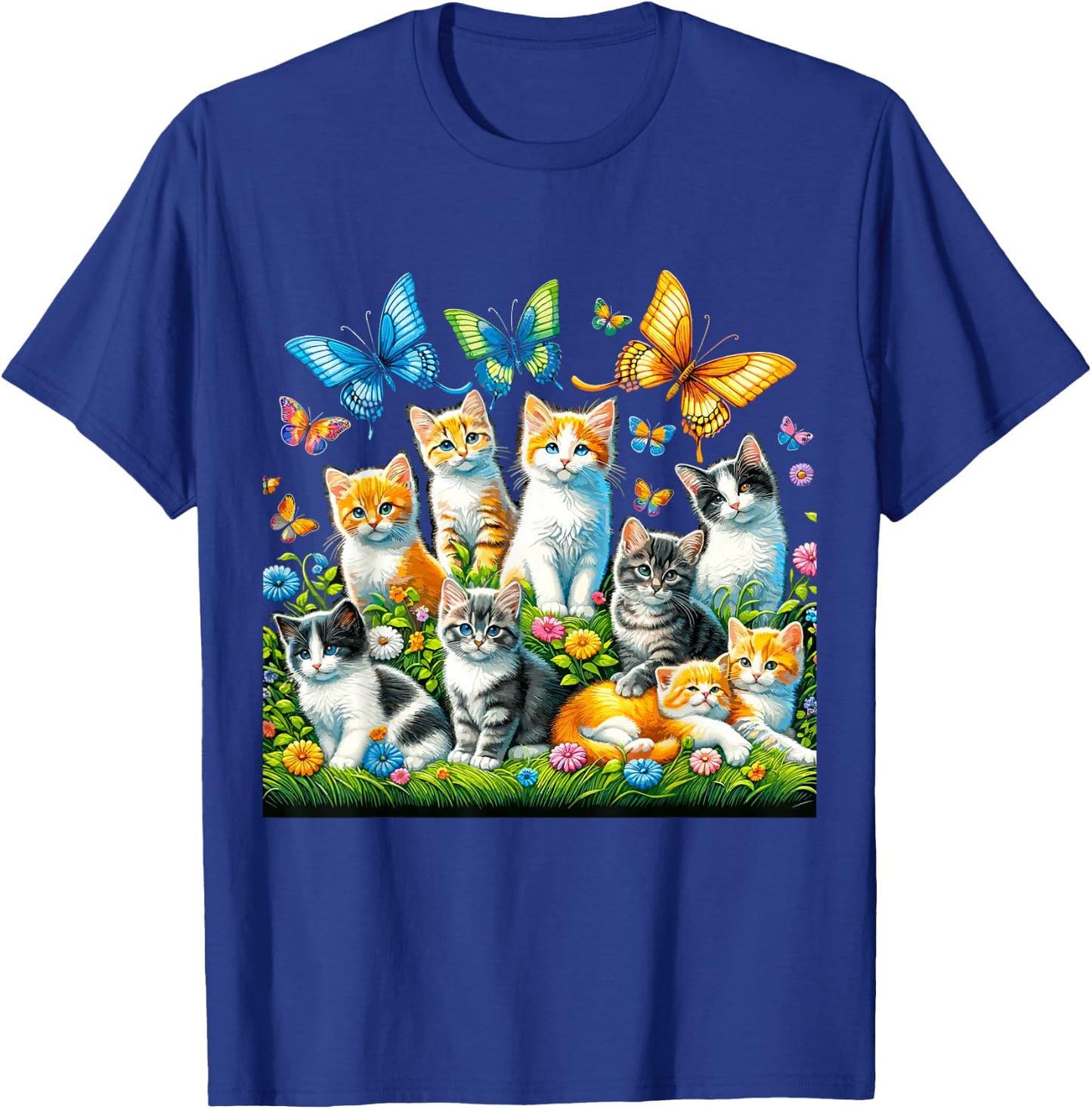 Cats and Butterflies T-Shirt - T-Shirt | Royal