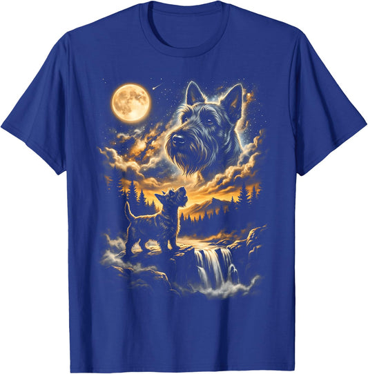 Scottish Terrier Howling to The Moon T-Shirt - T-Shirt | Royal