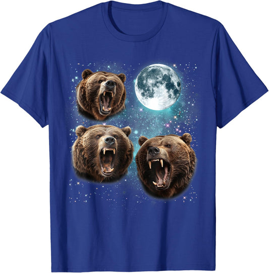 Three Grizzly Bears Howling At Moon Gift Men Women kid T-Shirt - T-Shirt | Royal