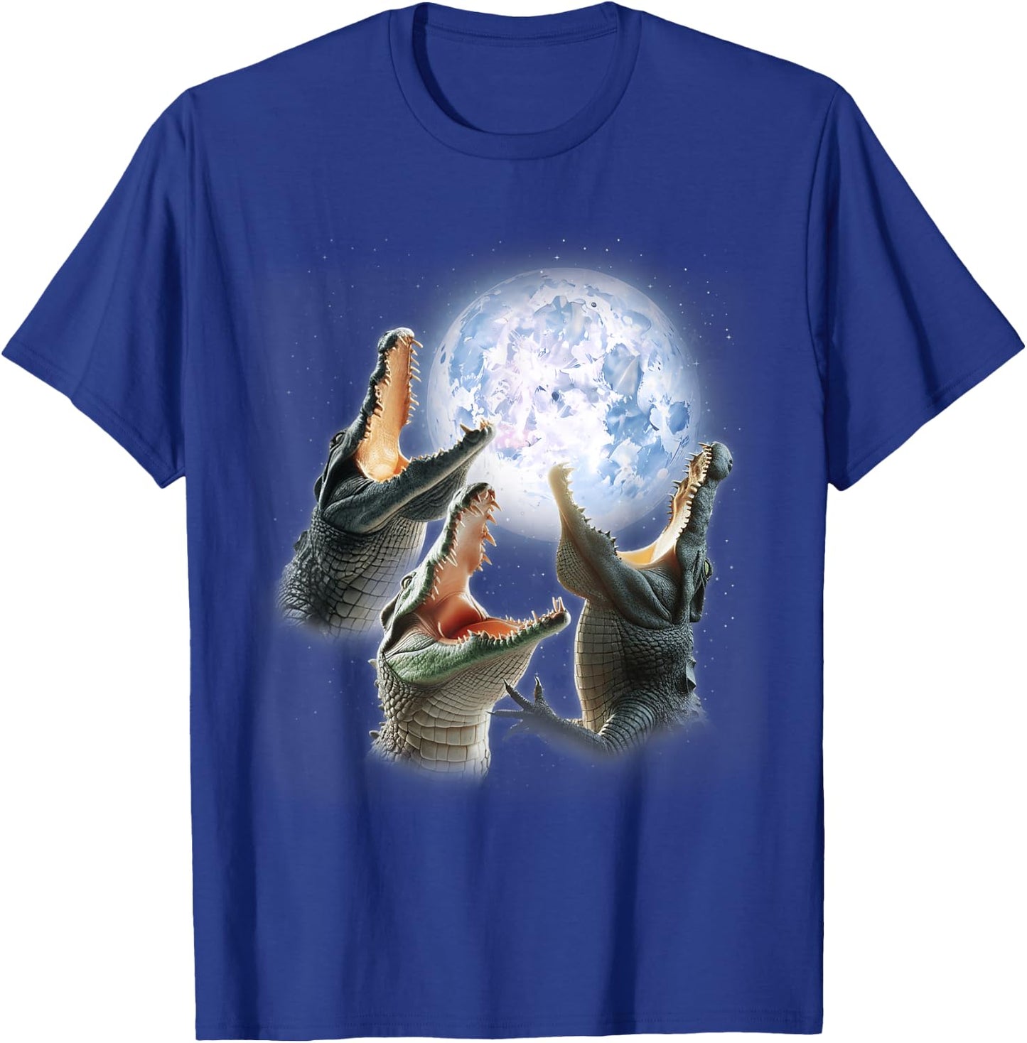 3 Alligator Howling At The Moon Funny Crocodile Alligator T-Shirt - T-Shirt | Royal