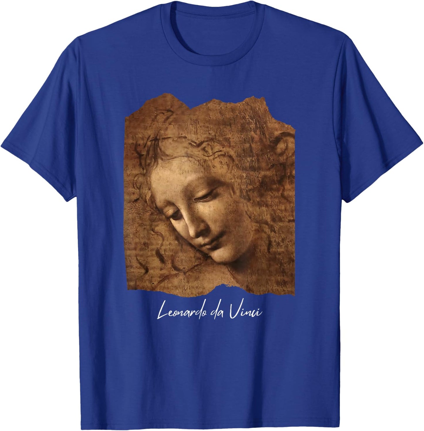 Head of a Young Woman by Leonardo da Vinci Famous Painting T-Shirt - T-Shirt | Royal