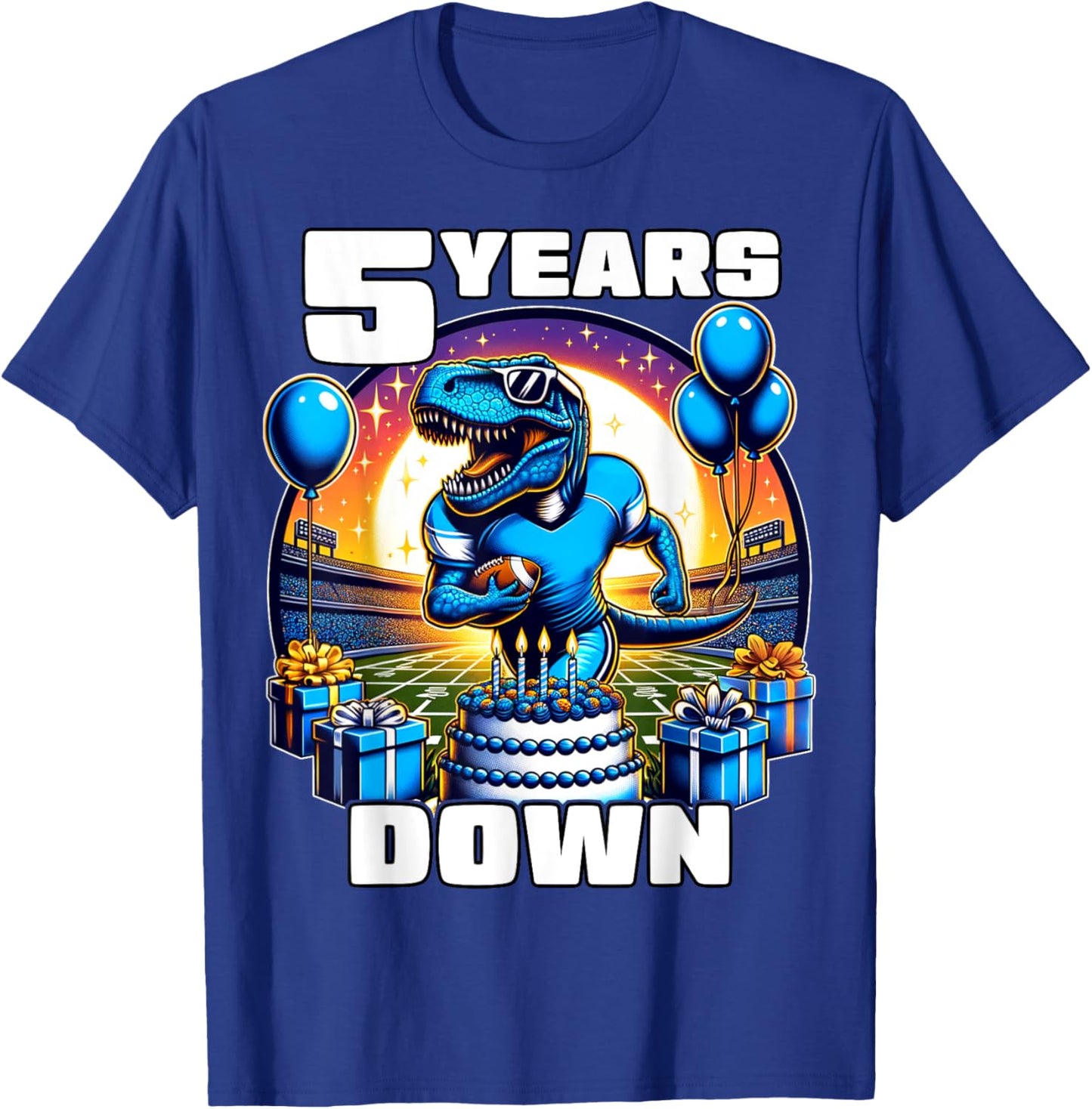 5th Birthday Football Shirt 5 Year Old Kids Football Shirt T-Shirt - T-Shirt | Royal
