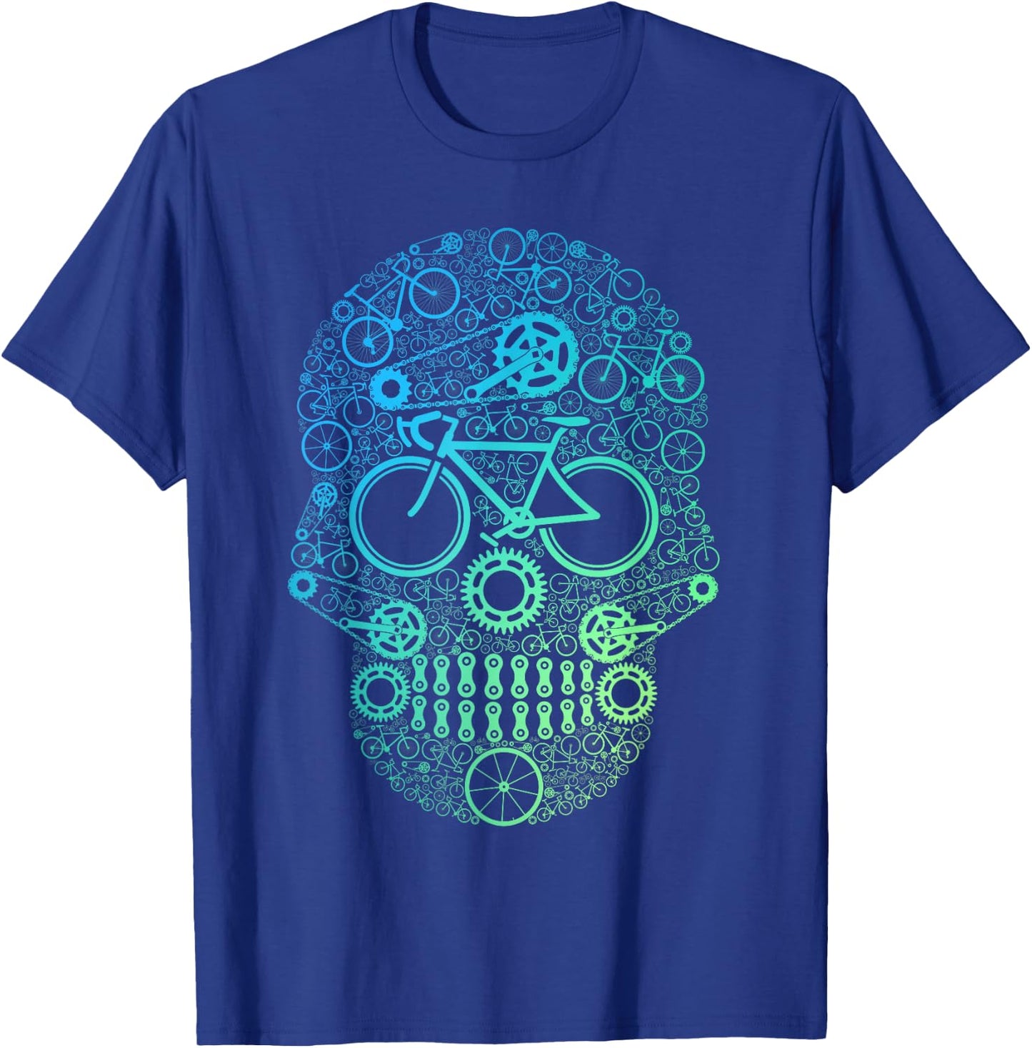 Funny Bicycle Lover Cycling Cyclist Sugar Skull Sporty T-Shirt - T-Shirt | Royal