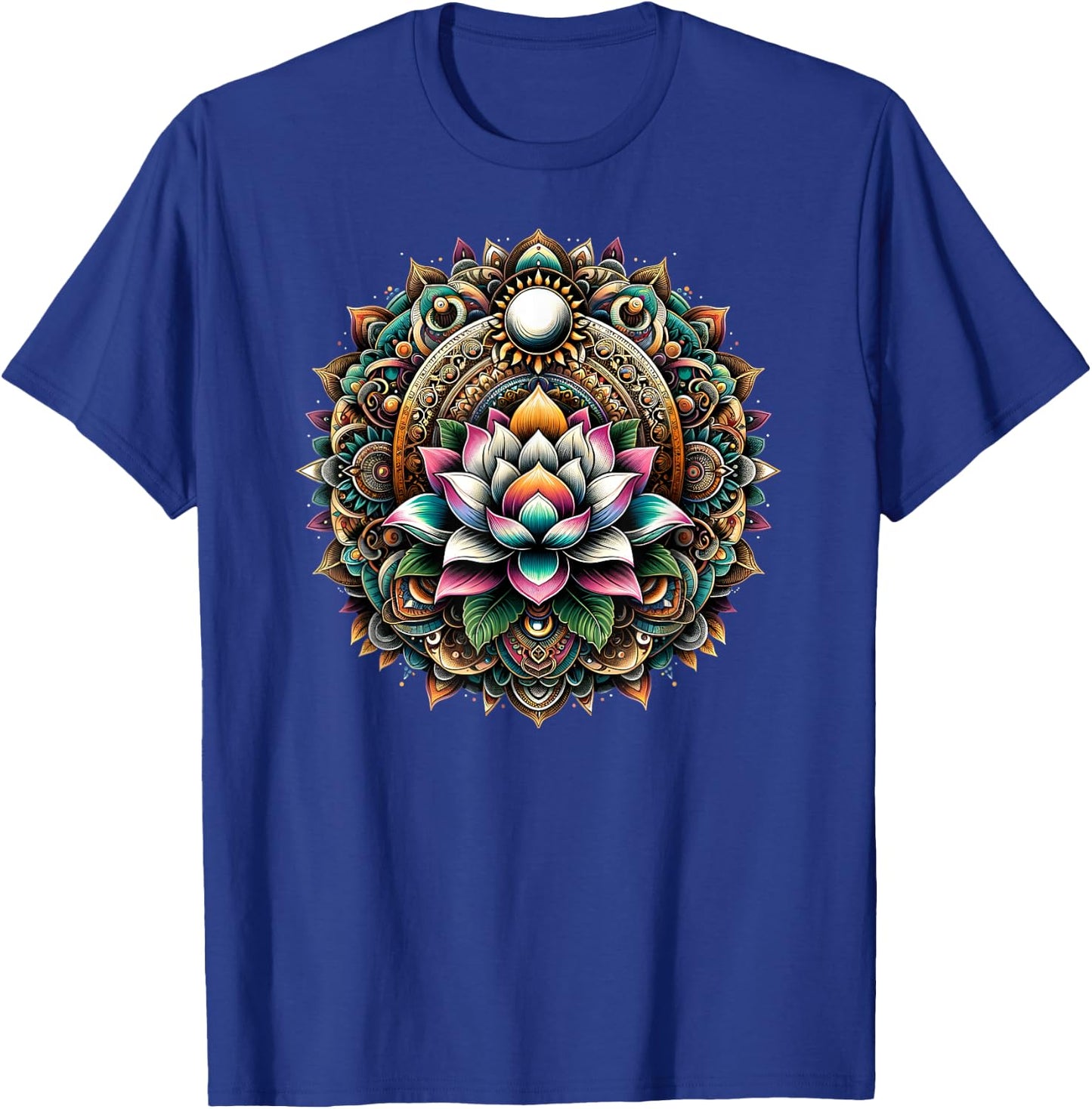 Lotus Blossom Mandala Circle Enchantment Spiritual Yoga T-Shirt - T-Shirt | Royal