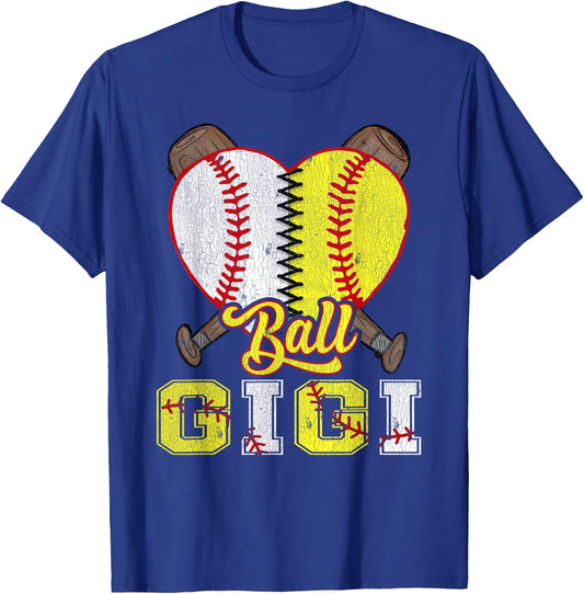Gigi Of Both Ball Gigi Half Softball Half Baseball T-Shirt - T-Shirt | Royal