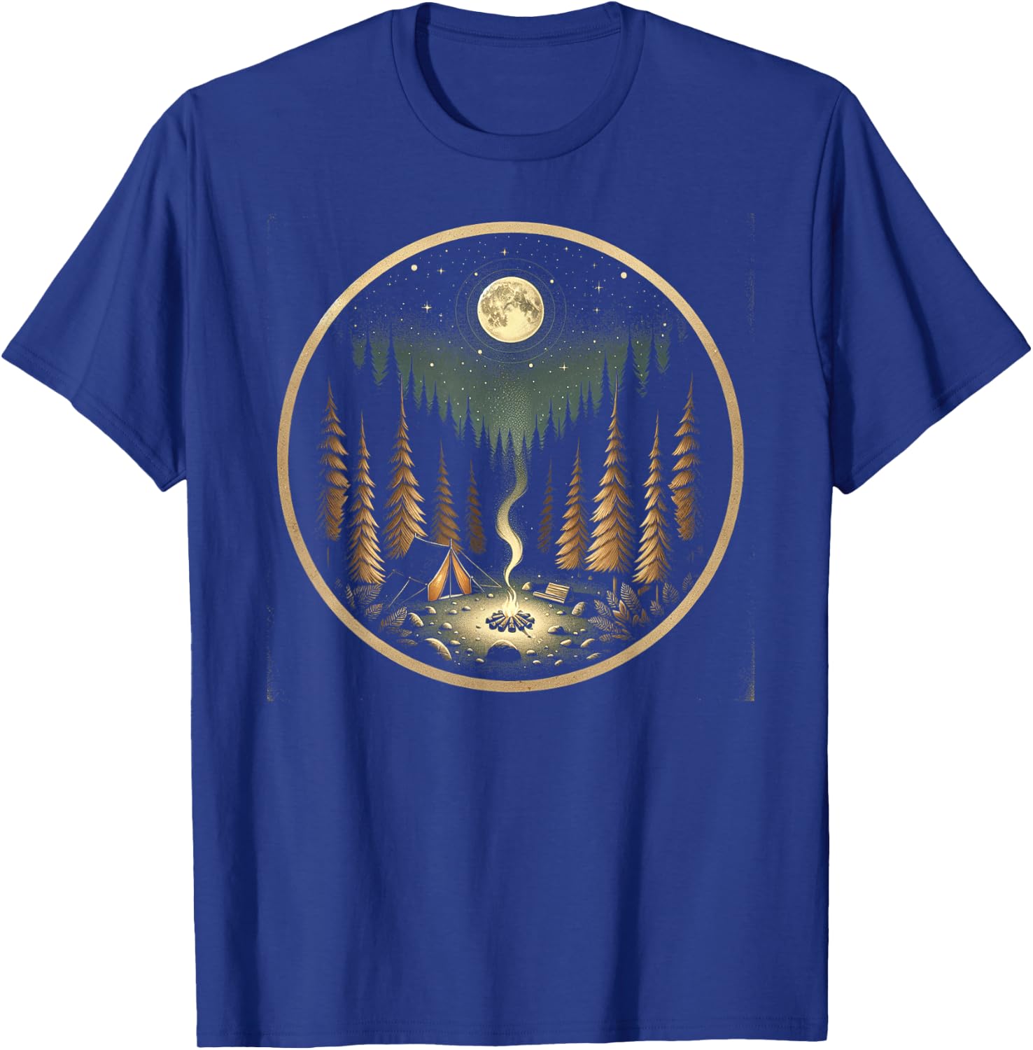 Moonlit Camping Adventure T-Shirt - T-Shirt | Royal