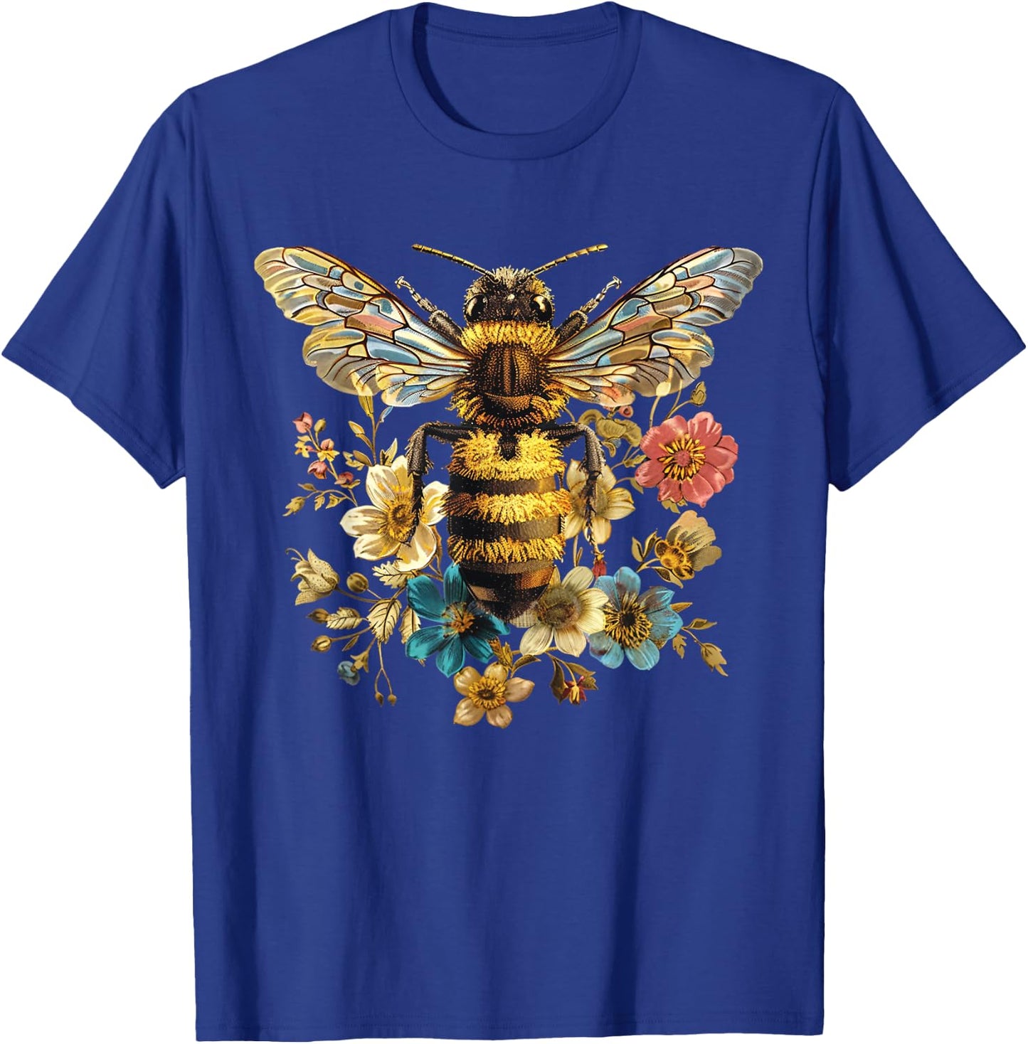 Retro Floral Bee T-Shirt - T-Shirt | Royal