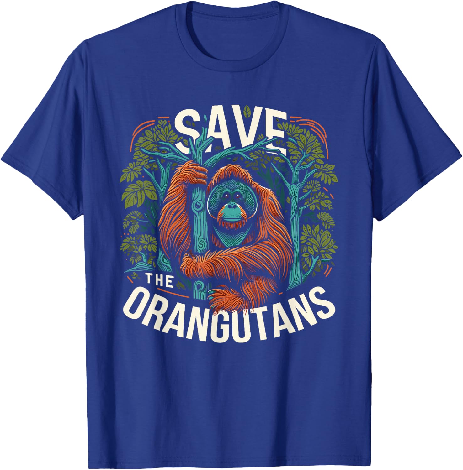 Save The Orangutans Monkey Ape Wildlife Conservation T-Shirt - T-Shirt | Royal