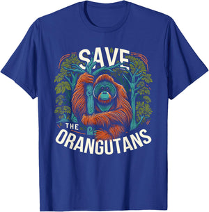 Save The Orangutans Monkey Ape Wildlife Conservation T-Shirt - T-Shirt | Royal