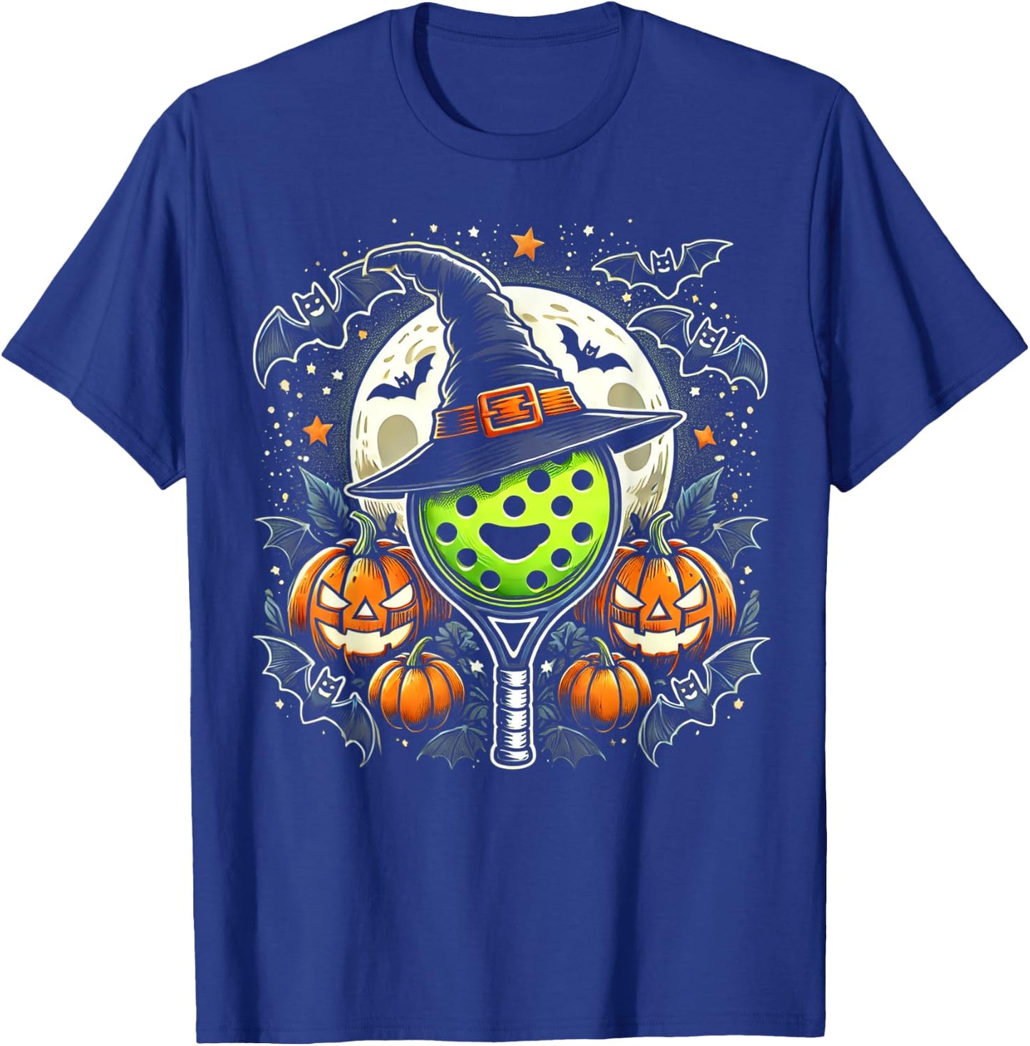 Pickleball Witch Halloween - Spooky Pumpkin Art T-Shirt - T-Shirt | Royal