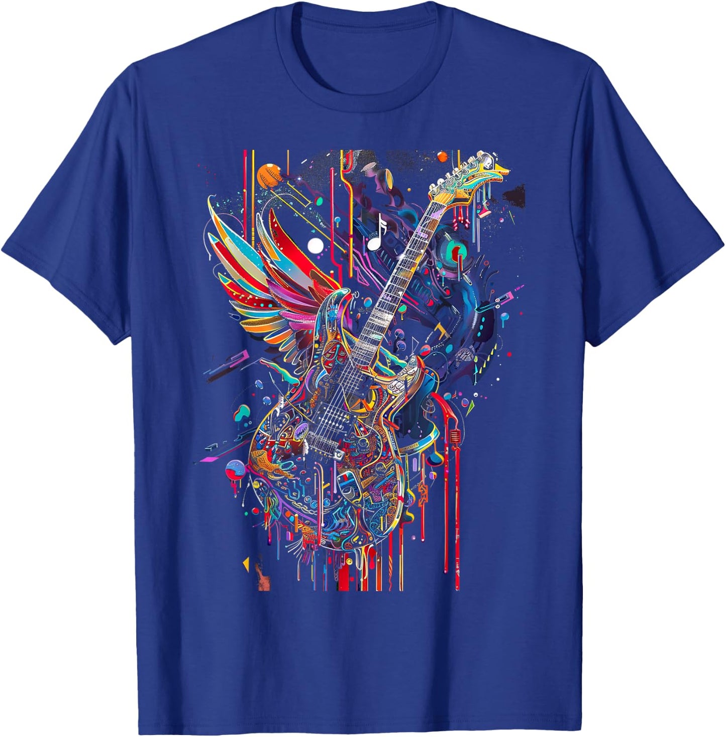 Rock & Roll Guitar with Wings T-Shirt - T-Shirt | Royal