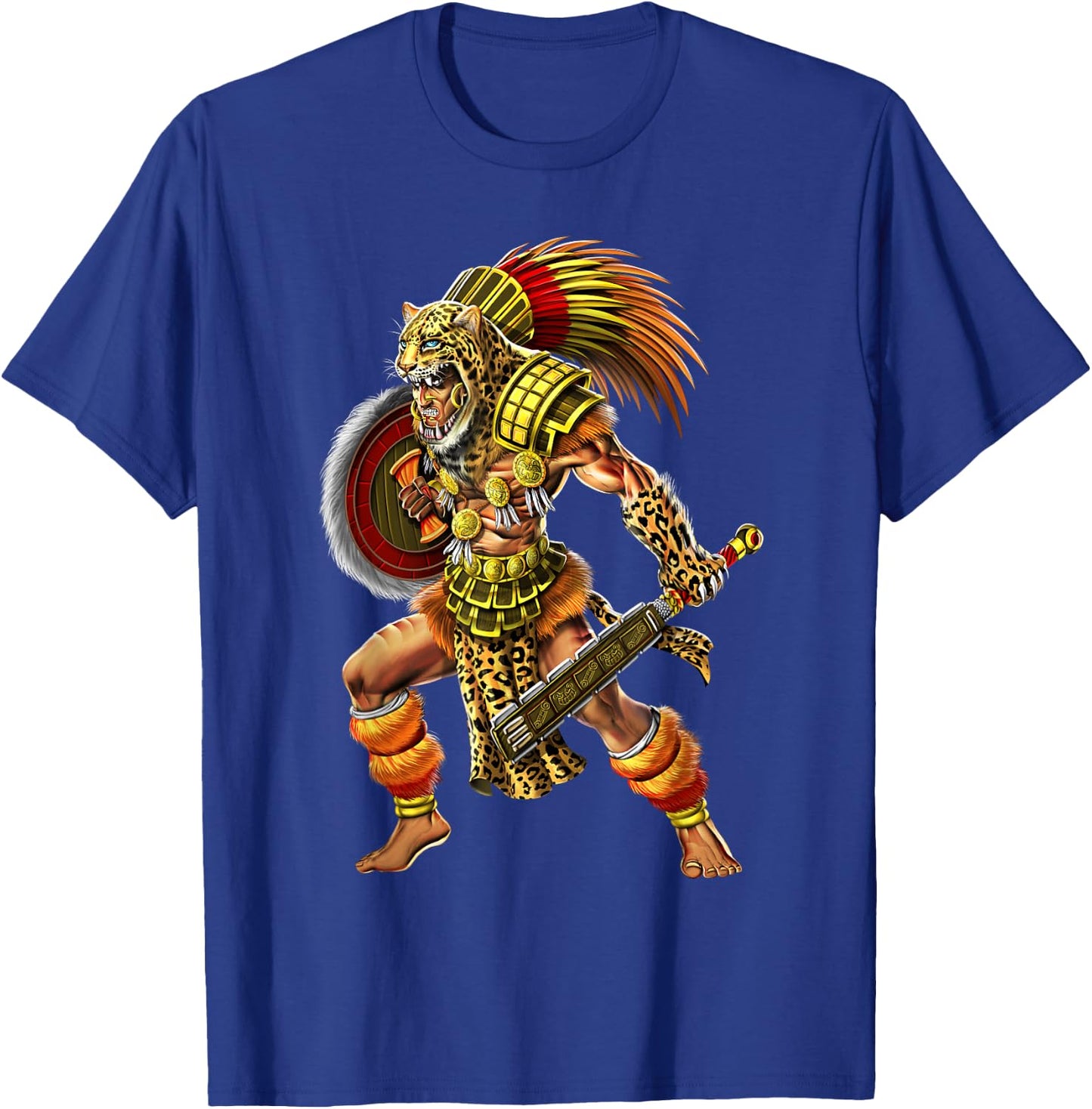 Aztec Jaguar Warrior Ancient Mayan Warrior T-Shirt - T-Shirt | Royal