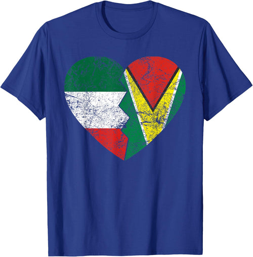 Guyanese Italian Flags Heart | Italy Guyana Roots Vintage