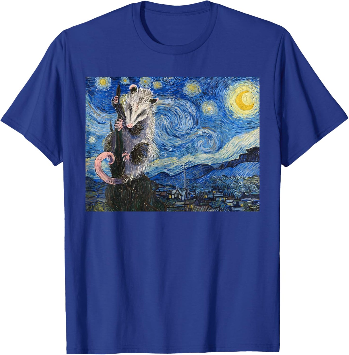 Starry Night Opossum Van Gogh Possum Funny Rodent Animal T-Shirt - T-Shirt | Royal