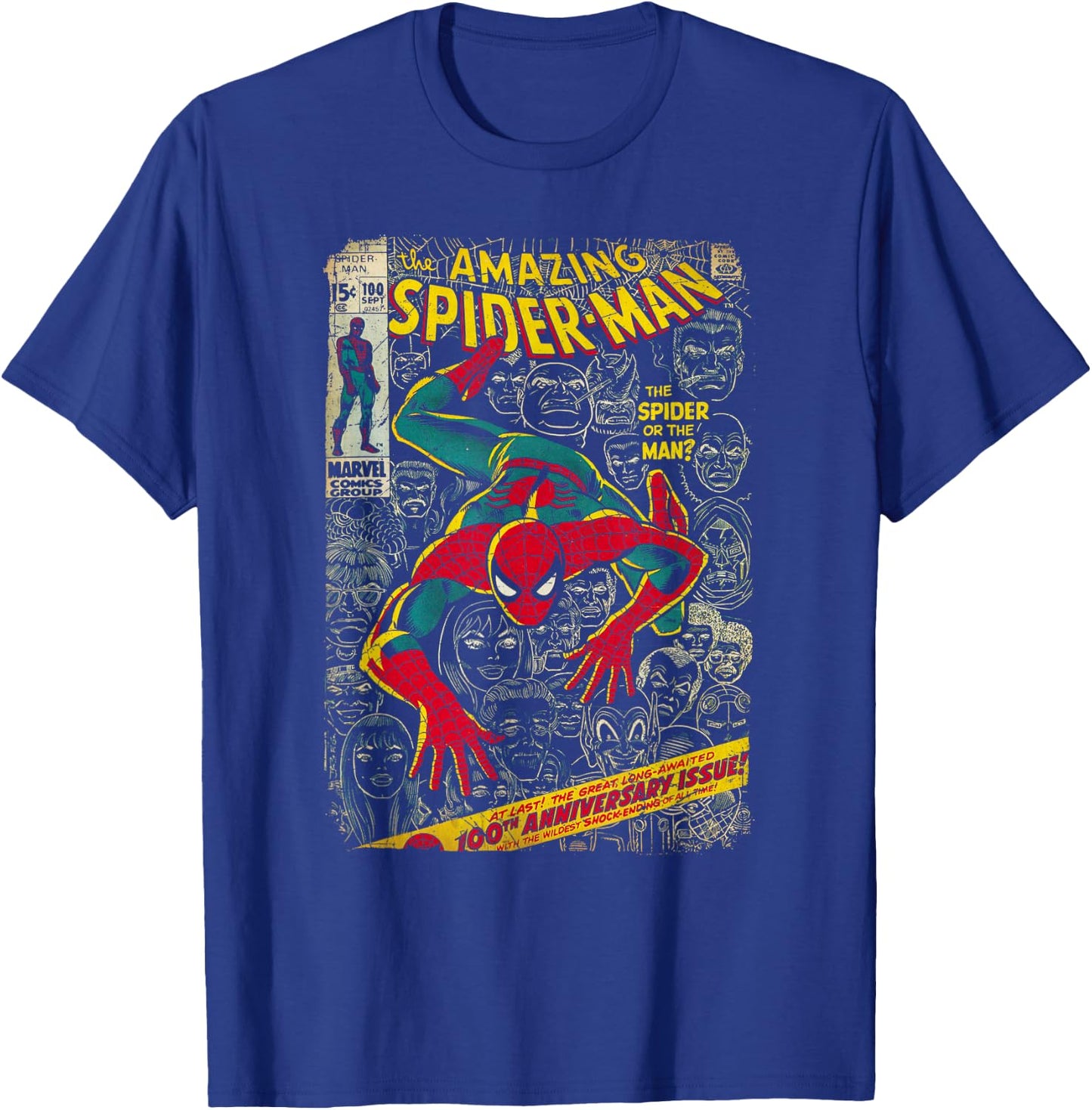 Marvel Spider-Man Comic Book Anniversary Short Sleeve T-Shirt - T-Shirt | Royal