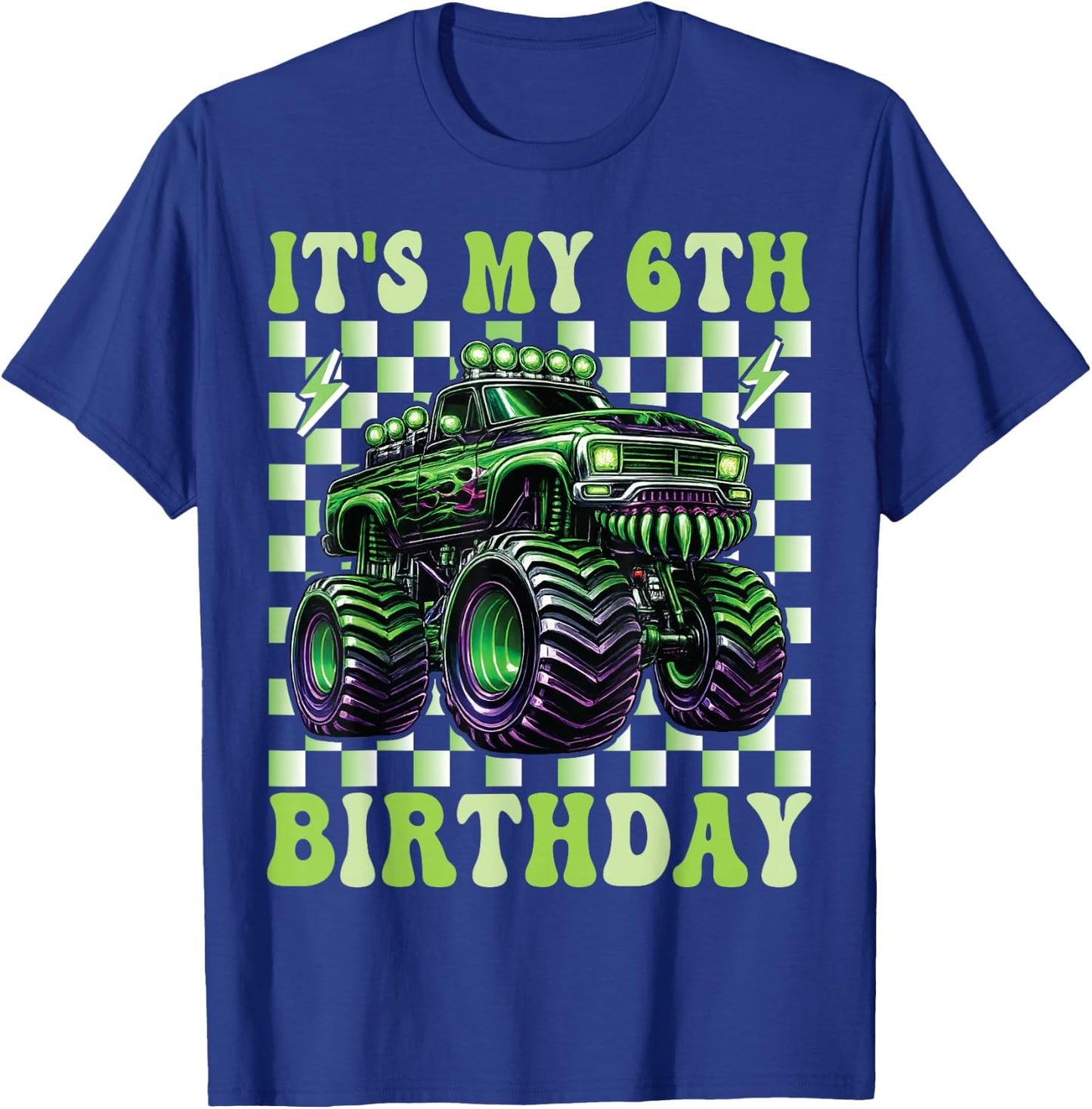 Its My 6th Birthday Monster Truck 6 Year Old Boys 6th Party T-Shirt - T-Shirt | Royal