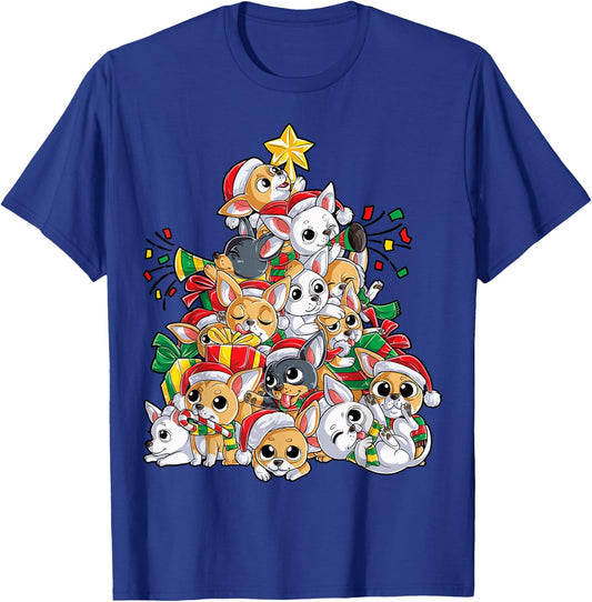 Chihuahua Christmas Tree Dog Santa Xmas Boys Girls Dogmas T-Shirt - T-Shirt | Royal