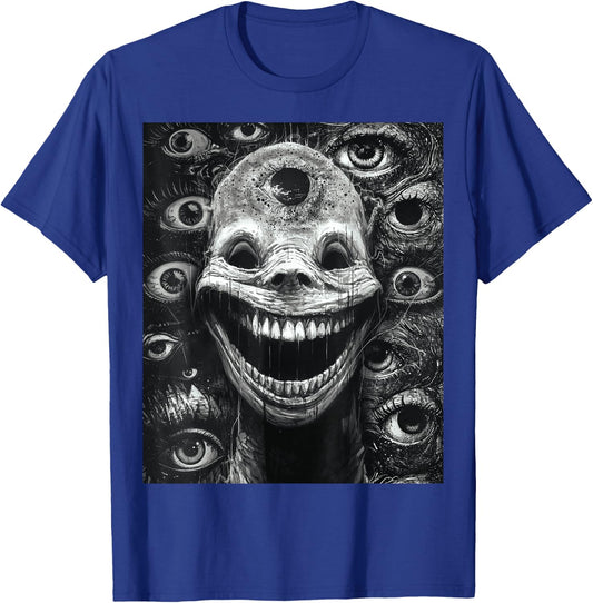 Creepy gothic grin of the abyss Horror Nightmarish Sinister T-Shirt - T-Shirt | Royal