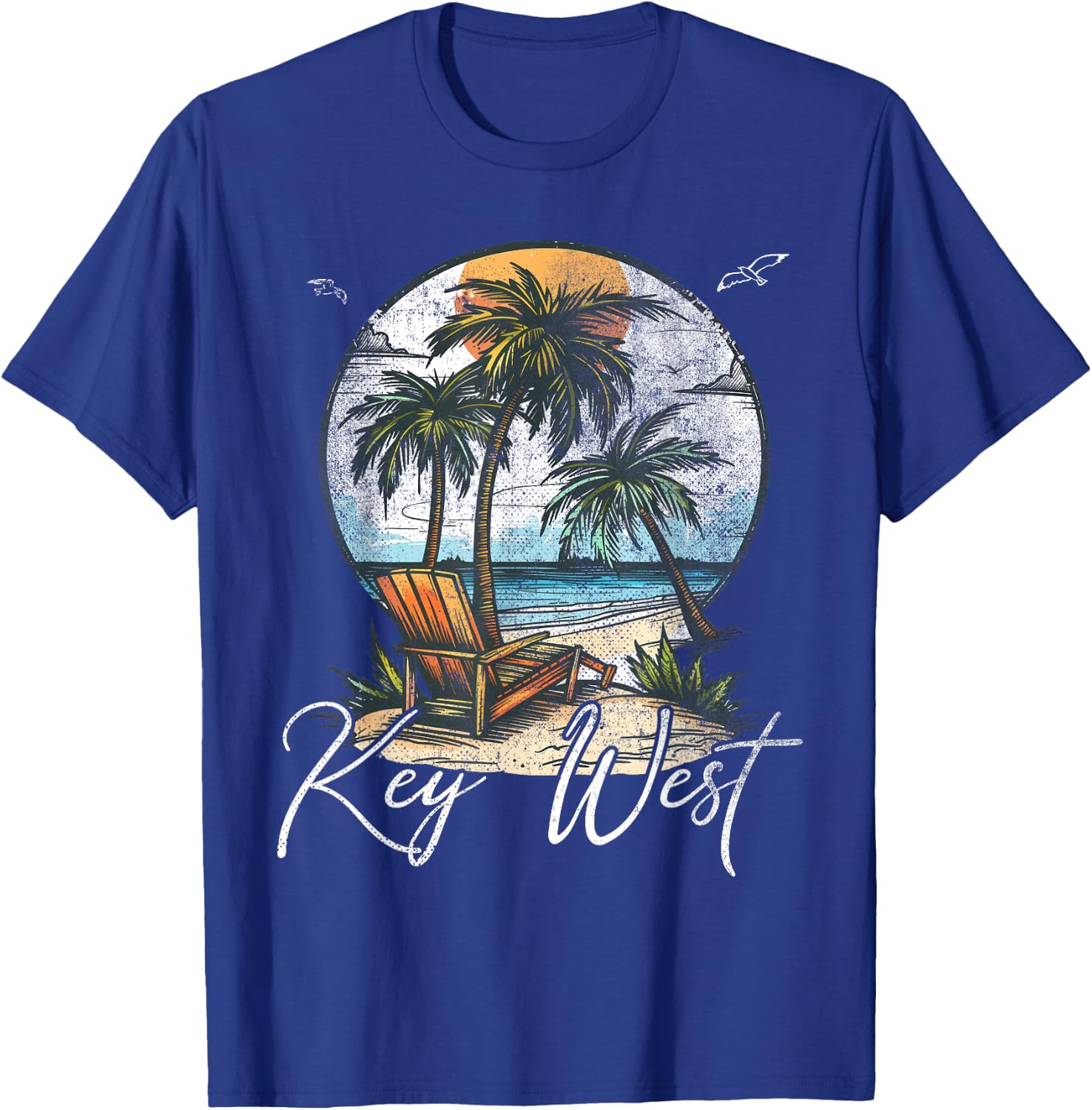 Key West Florida FL | Palm Trees T-Shirt - T-Shirt | Royal